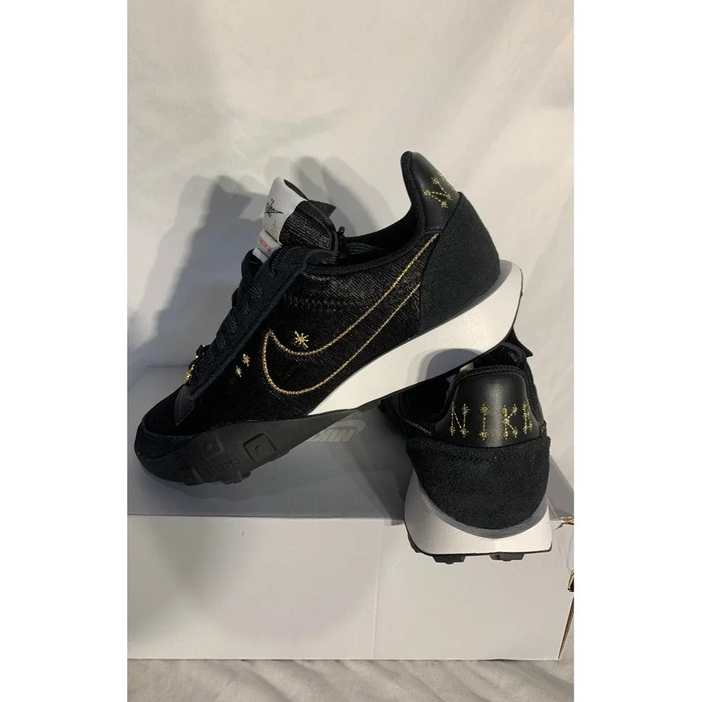 Nike Waffle Racer 2X Black Metallic Gold Astrology Pack Womans 5.5